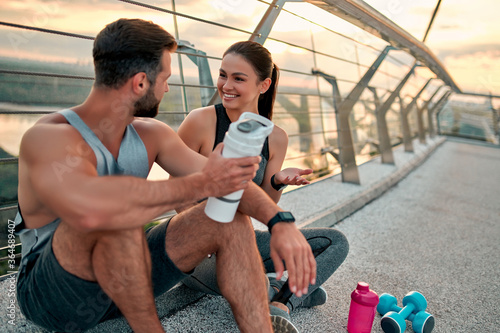 Couple doing sport on the street