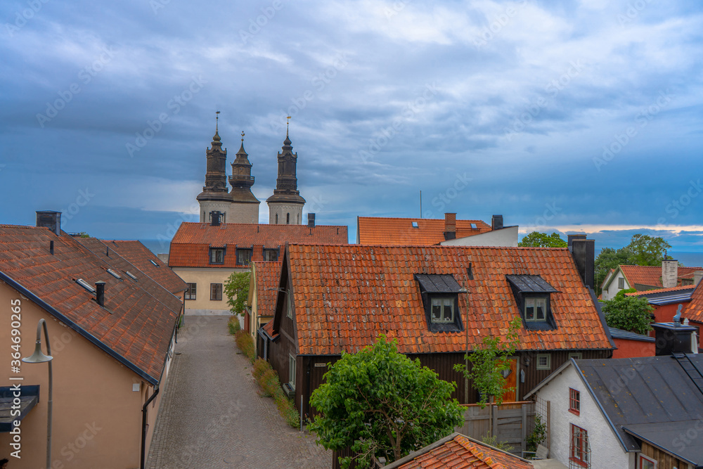 Panorama of Visby town. From medieval city walls. Gotland. Sweden Panorama of Visby town. From medieval city walls. Gotland. Sweden