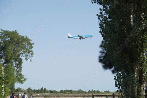  plane flying low, arriving at El Prat de Llobregat airport (Barcelona)