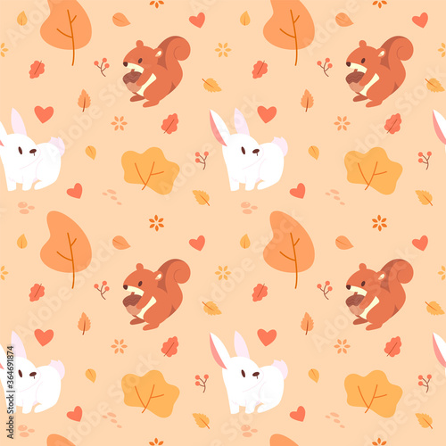 Cute brown squirrel and white bunny seamless pattern designs. Perfect for any textiles, baby wear, wallpaper, gift wrapping, accessories and phone case.