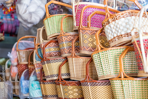 basketwork in market Thailan​d​, Wickerwork is a small industry in Thailand.