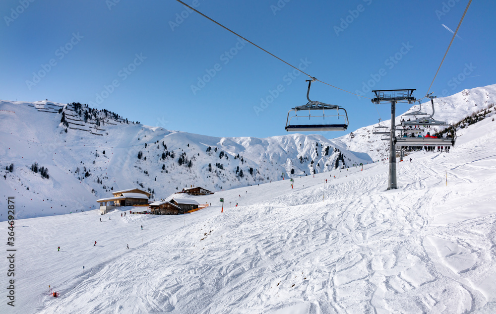 Ski slopes and lifts in Mayrhofen, Zillertal valley, Austria. Ski slopes and lifts in Mayrhofen, Zillertal valley, Austria.