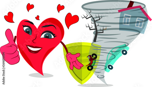 cyclone property insurance happy funny character love heart character showing thumbs up