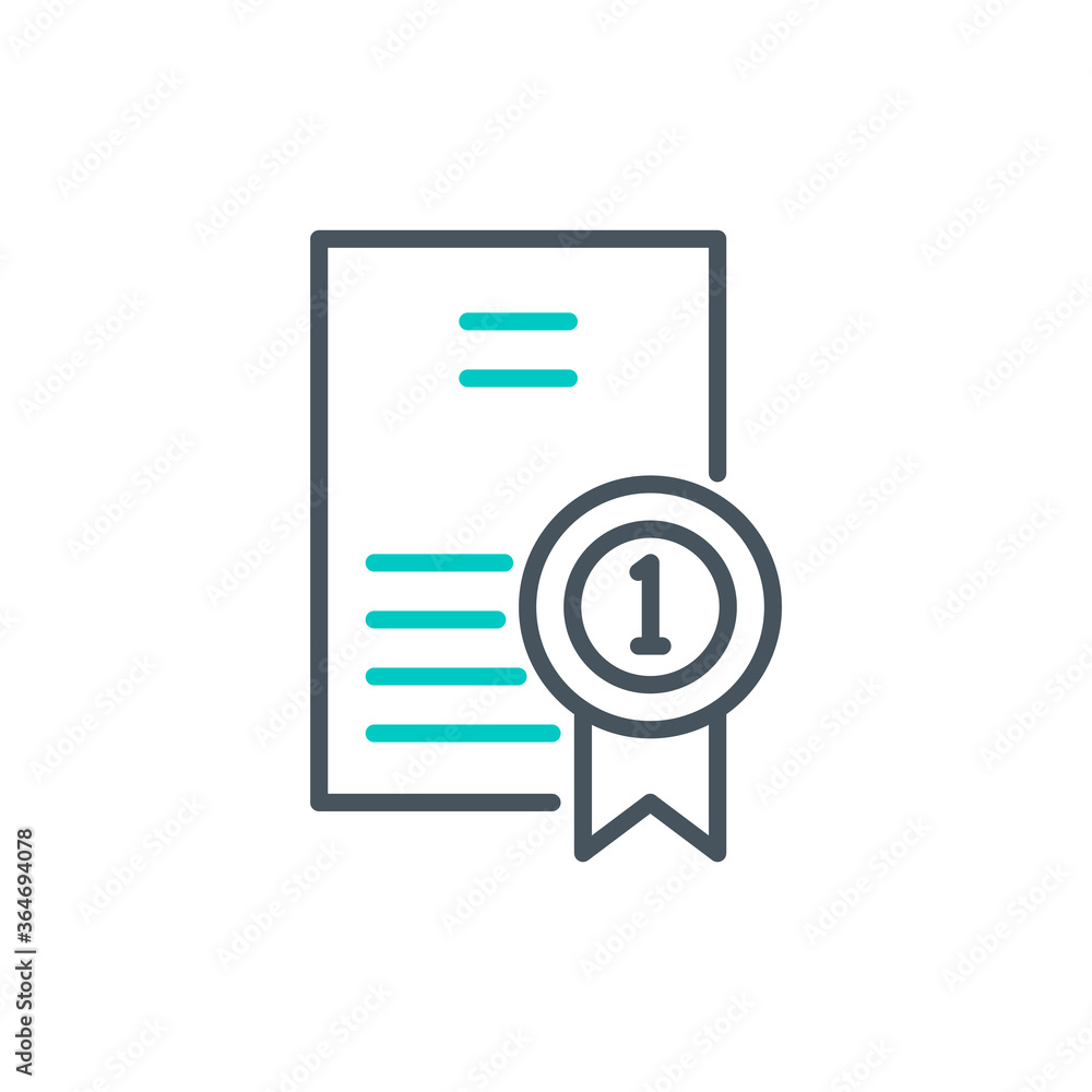 diploma or patent outline flat icon. Single quality outline logo symbol for web design or mobile app. Thin line sign design logo. Black and blue icon pictogram certificate isolated on white background diploma or patent outline flat icon. Single quality outline logo symbol for web design or mobile app. Thin line sign design logo. Black and blue icon pictogram certificate isolated on white background