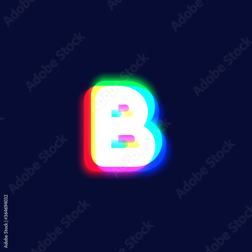 Realistic chromatic aberration character 'B' from a fontset, vector illustration