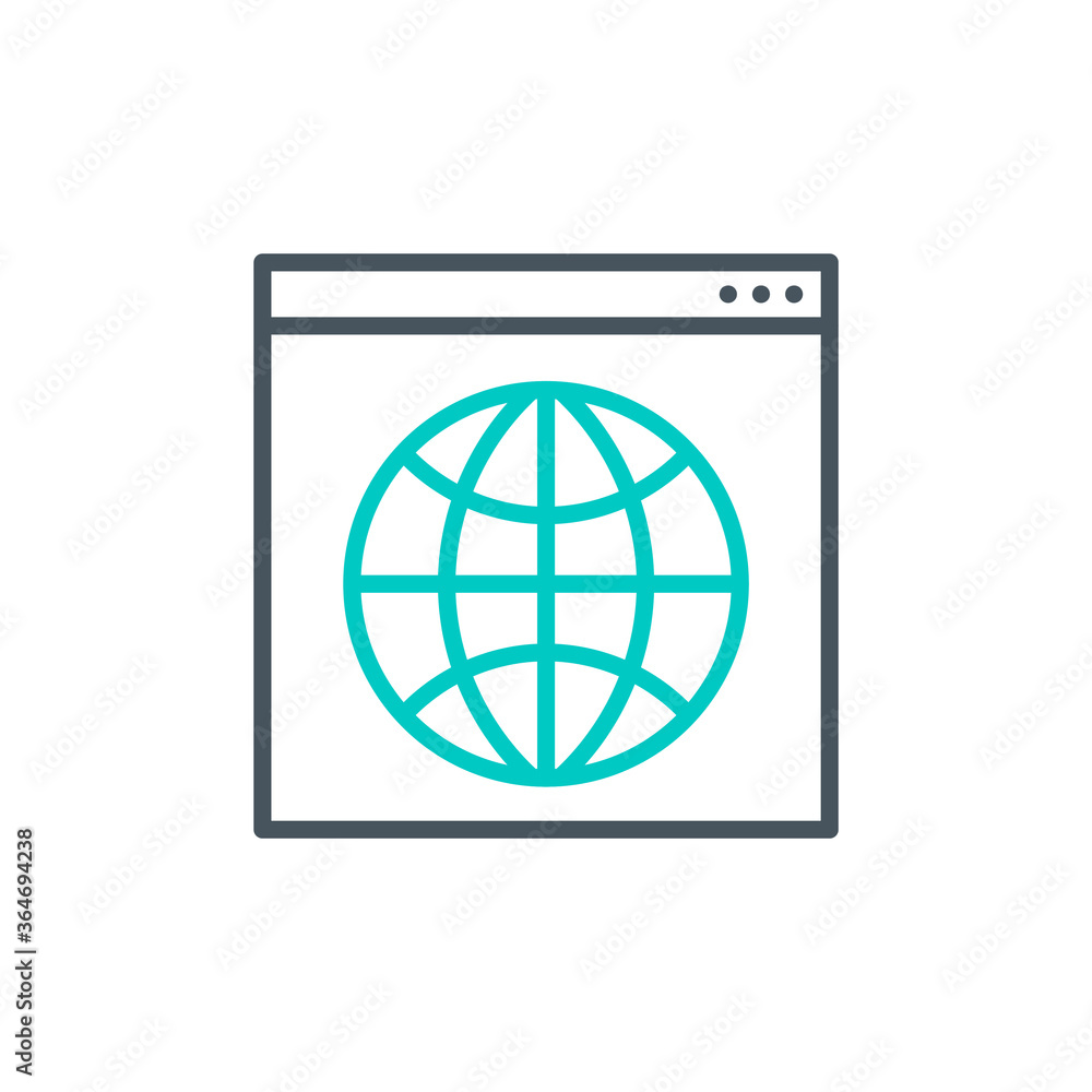 Web site window internet outline flat icon. Single high quality outline logo symbol for web design or mobile app. Thin line sign design logo. Black and blue icon pictogram isolated on white background Web site window internet outline flat icon. Single high quality outline logo symbol for web design or mobile app. Thin line sign design logo. Black and blue icon pictogram isolated on white background