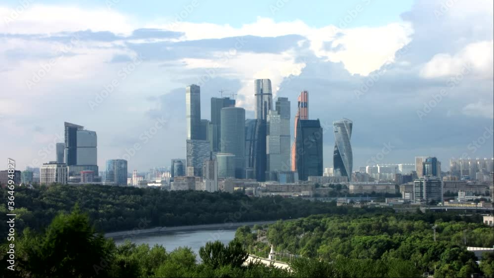 Moscow City Skyline Timelapse View From Sparrow Hill. Moscow City Skyline Timelapse View From Sparrow Hill.