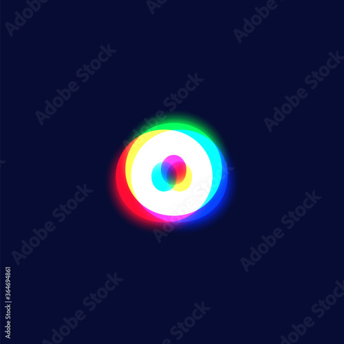 Obraz na plátne Realistic chromatic aberration character 'o' from a fontset, vector illustration
