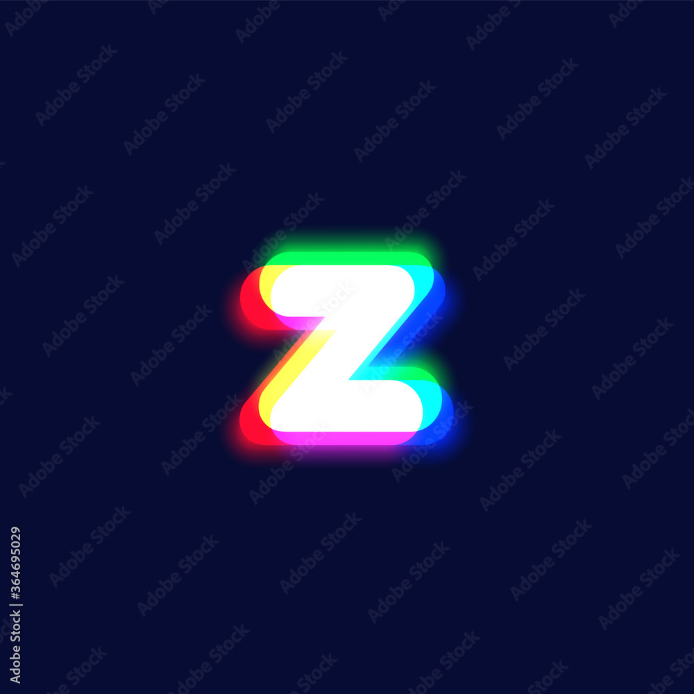 Realistic chromatic aberration character 'z' from a fontset, vector illustration Realistic chromatic aberration character 'z' from a fontset, vector illustration