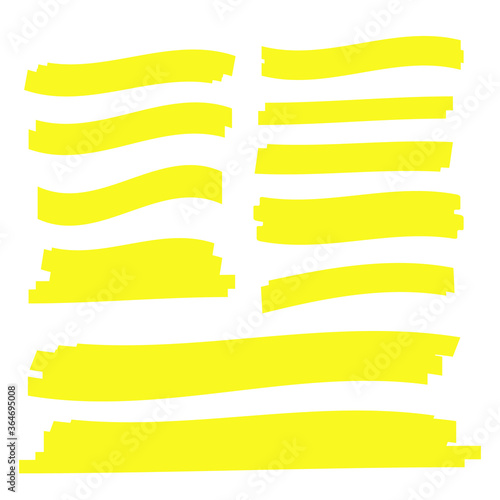 yellow colored highlighter. Brush pen underline. Yellow watercolor hand drawn highlight