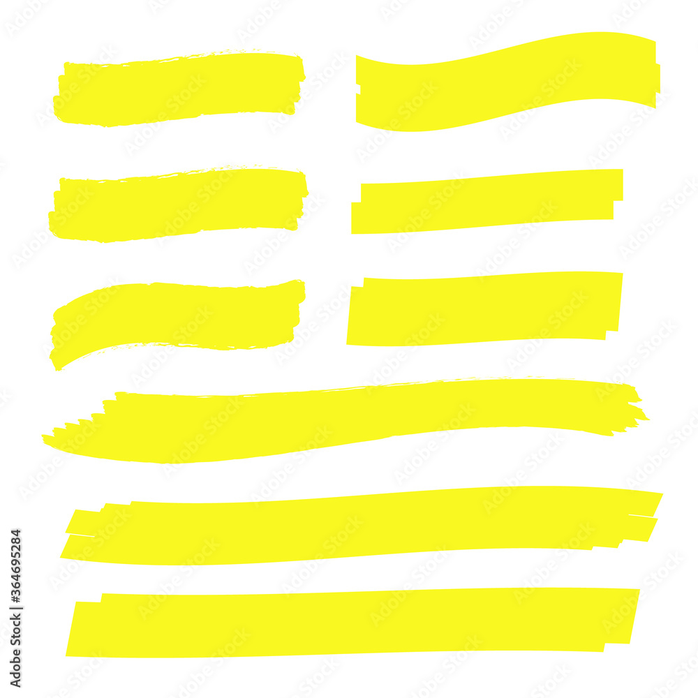 Marker marks. Yellow marker text selection vector Marker marks. Yellow marker text selection vector