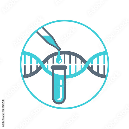 PCR testing icon - polymerase chain reaction - disease prevention and fight against coronavirus pandemic - vector emblem