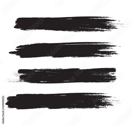 Black brush stroke set isolated on white background. Trendy brush stroke vector for black ink paint, grunge backdrop, dirt banner, watercolor design and dirty texture. Brush stroke vector illustration