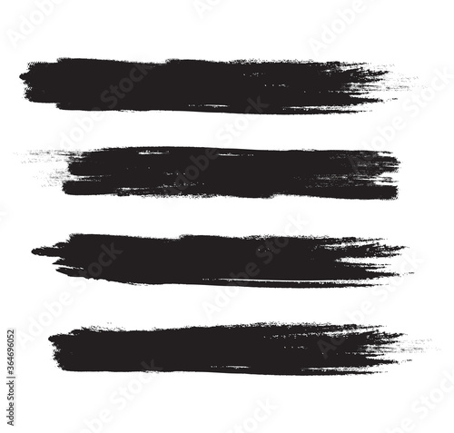 Black brush stroke set isolated on white background. Trendy brush stroke vector for black ink paint, grunge backdrop, dirt banner, watercolor design and dirty texture. Brush stroke vector illustration