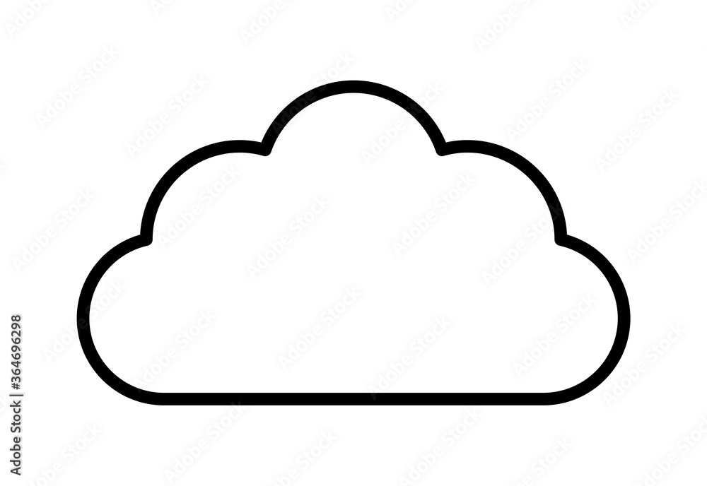 Outline cloud isolated on white background. Black thin line cloud for web site, logo design and icon template. Creative modern concept. Cloud vector illustration Outline cloud isolated on white background. Black thin line cloud for web site, logo design and icon template. Creative modern concept. Cloud vector illustration