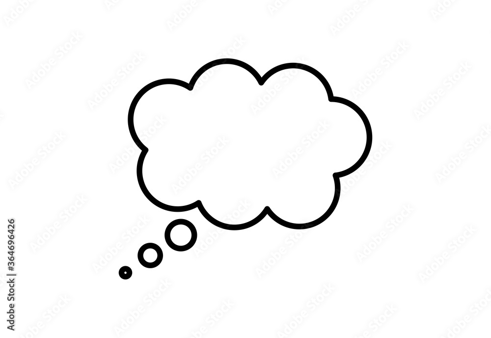 Think bubble isolated on white background. Trendy think bubble in flat style. Modern template for social network and label. Creative thought balloon. Cloud line art, vector illustration Think bubble isolated on white background. Trendy think bubble in flat style. Modern template for social network and label. Creative thought balloon. Cloud line art, vector illustration