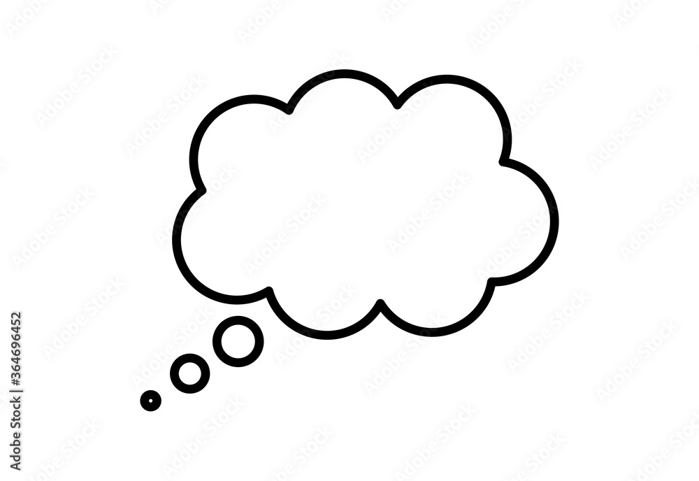 Think bubble isolated on white background. Trendy think bubble in flat style. Modern template for social network and label. Creative thought balloon. Cloud line art, vector illustration Think bubble isolated on white background. Trendy think bubble in flat style. Modern template for social network and label. Creative thought balloon. Cloud line art, vector illustration