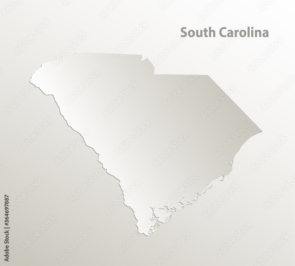 Fototapeta premium South Carolina map, card paper 3D natural vector