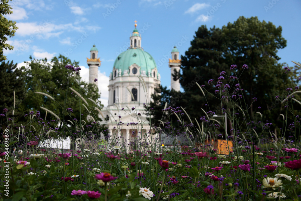 Austria, Vienna, St. Charles church one of the best baroque church with a beautiful dome