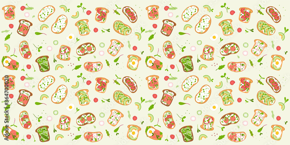 Microgreens.Microgreen sandwich and baby greens seamless pattern Microgreens.Microgreen sandwich and baby greens seamless pattern