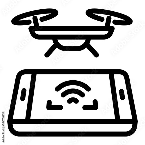 Smartphone drone control icon. Outline smartphone drone control vector icon for web design isolated on white background