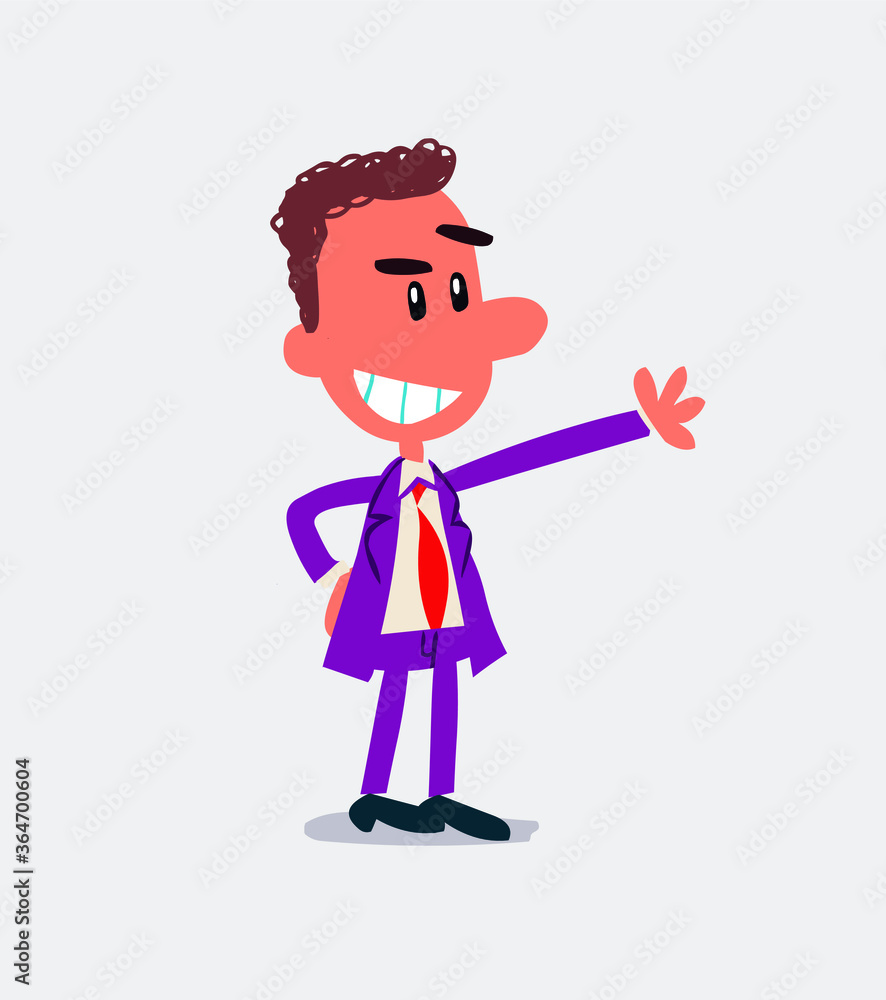 Pleased businessman points to something
Pleased businessman points to something