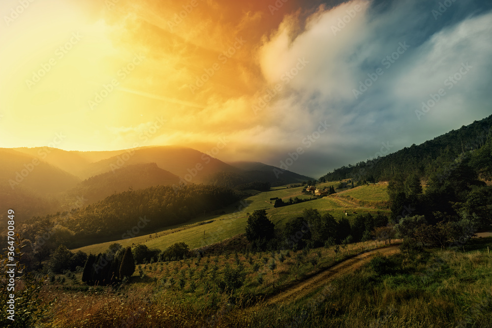 Beautiful landscape in Los Oscos, Asturias. Biosphere Reserve located on the border of Asturias and Galicia in the northwest region of Spain.