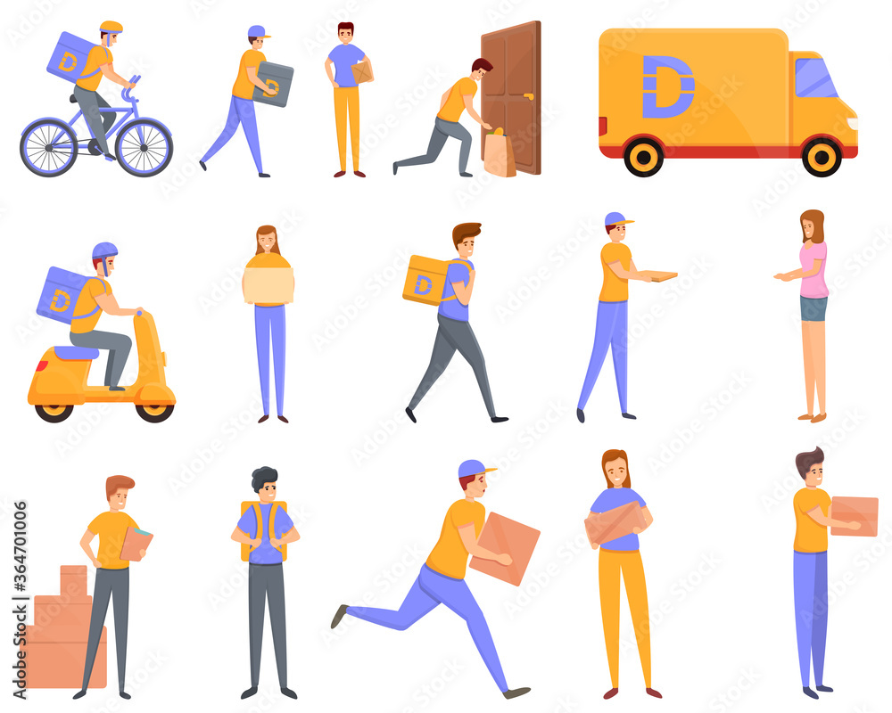 Home delivery icons set. Cartoon set of home delivery vector icons for web design Home delivery icons set. Cartoon set of home delivery vector icons for web design