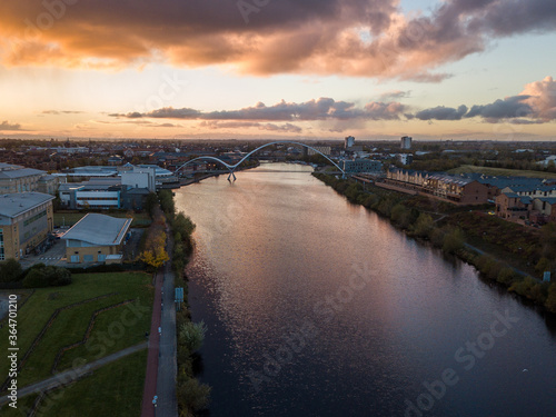 The river Tees showing a view of the town from the River Tees at Stockton