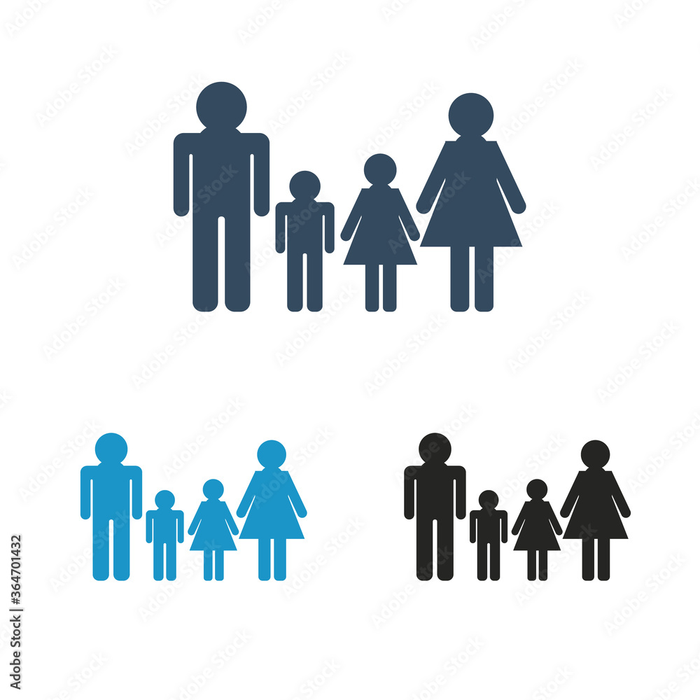 Family and child icon on white background vector design. Family set vector icon Family and child icon on white background vector design. Family set vector icon