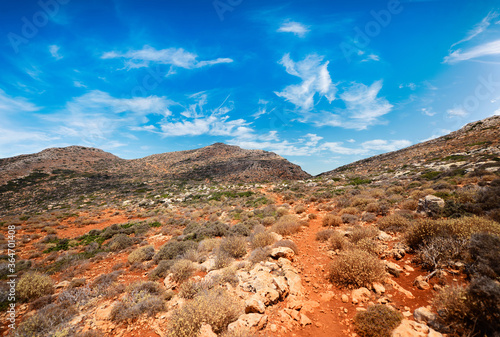 Landscpae of rocky Desert over blue sky