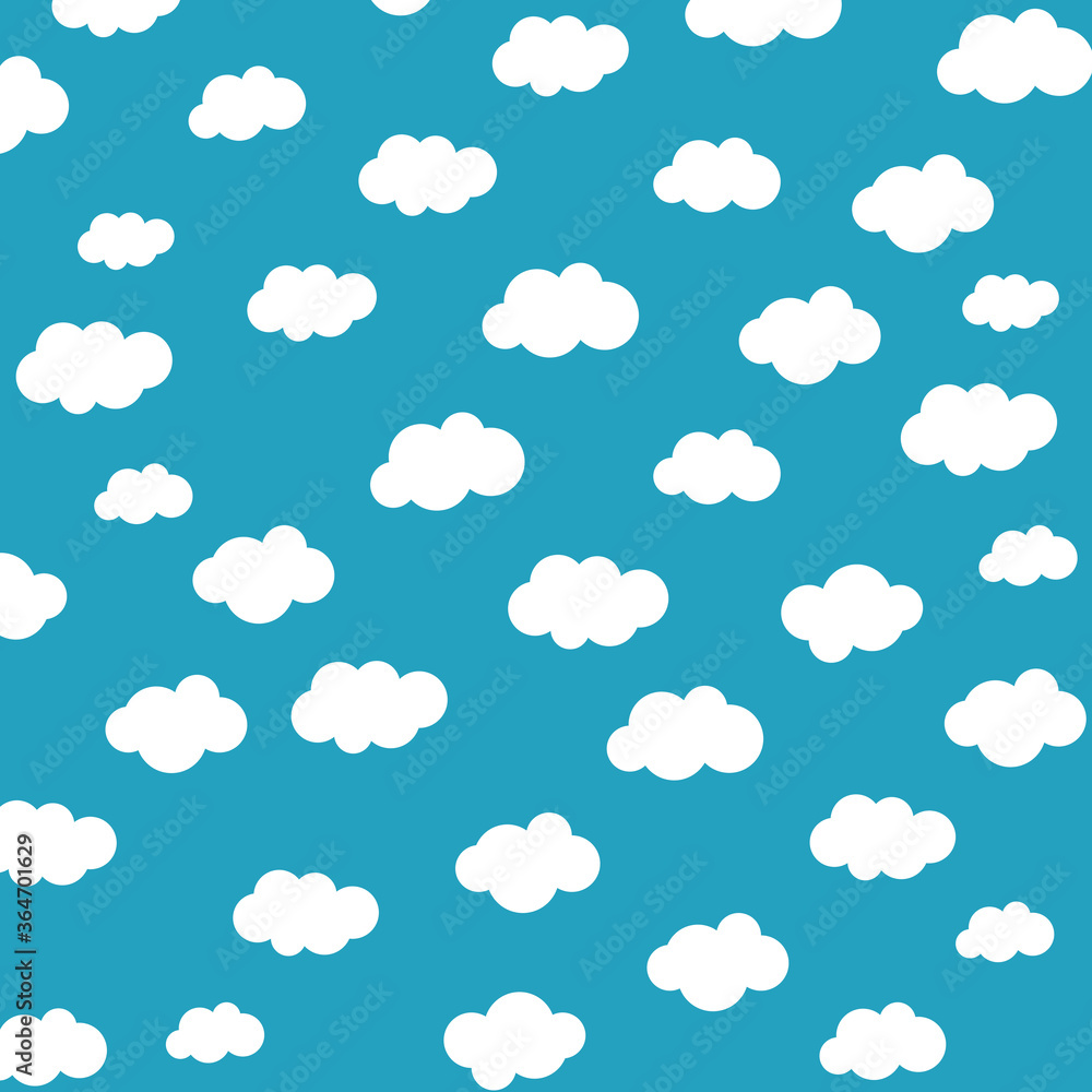 White cartoon clouds set isolated on blue background. Collection of different clouds for web site, background template, wallpaper and sky design. Creative modern concept. Clouds vector illustration White cartoon clouds set isolated on blue background. Collection of different clouds for web site, background template, wallpaper and sky design. Creative modern concept. Clouds vector illustration