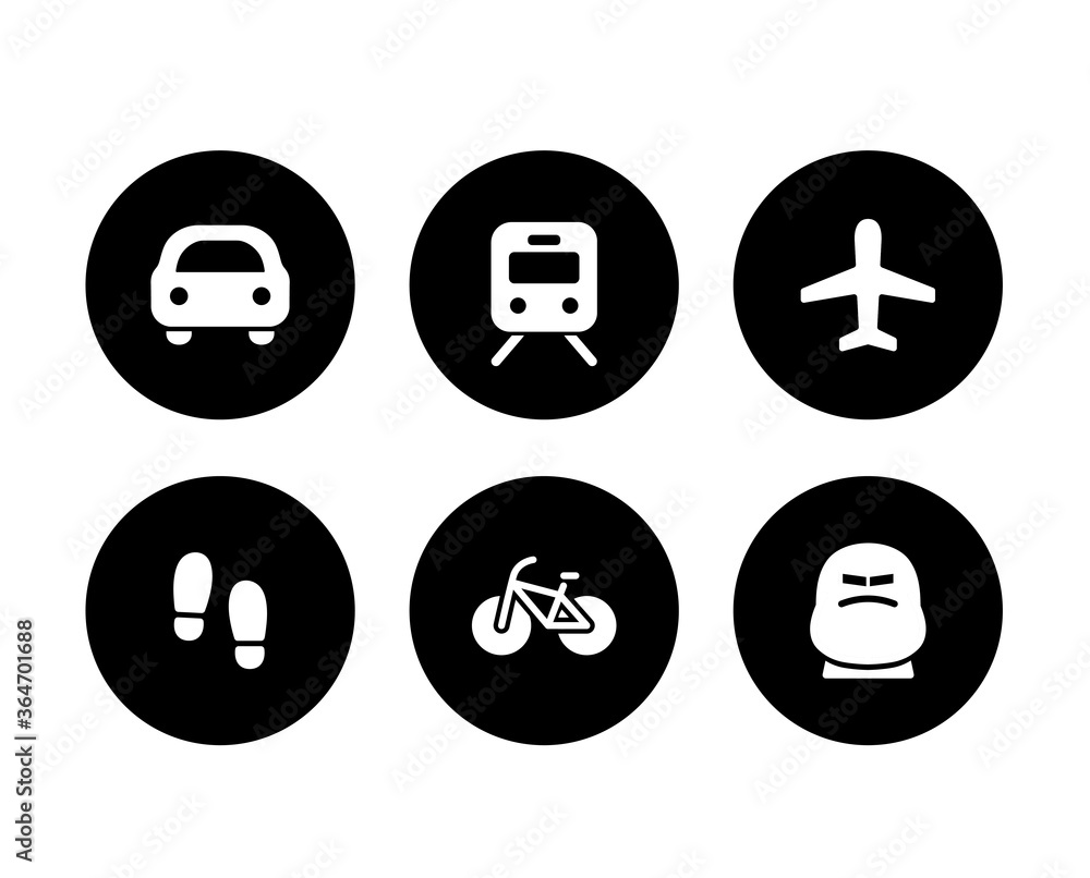 交通機関のアイコンのセット シンプル シルエット 乗り物 Stock Vector Adobe Stock