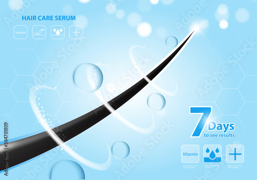 Hair care serum follicle diagnostics. Anatomy skin, medical human, epidermis layer, vector illustration design.