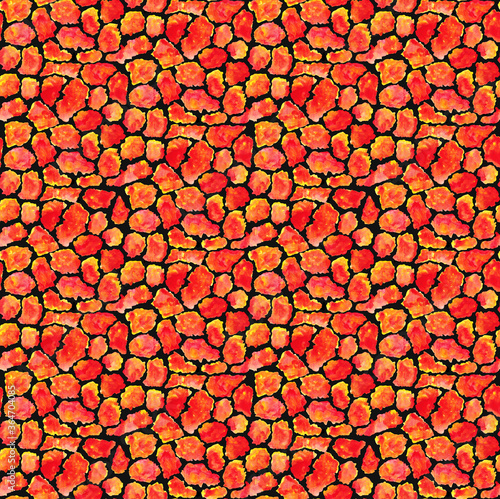 Watercolor hand drawn red stone pattern.