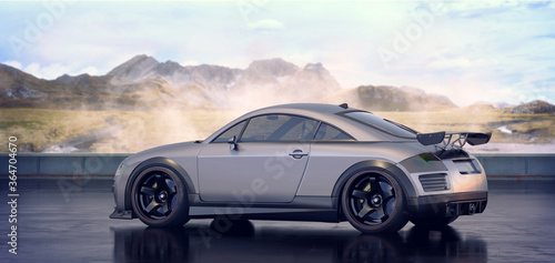 3D rendering of a brand-less generic concept racing car in studio environment   © Andrus Ciprian