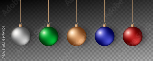 Colorful christmas balls. Set of realistic decorations.