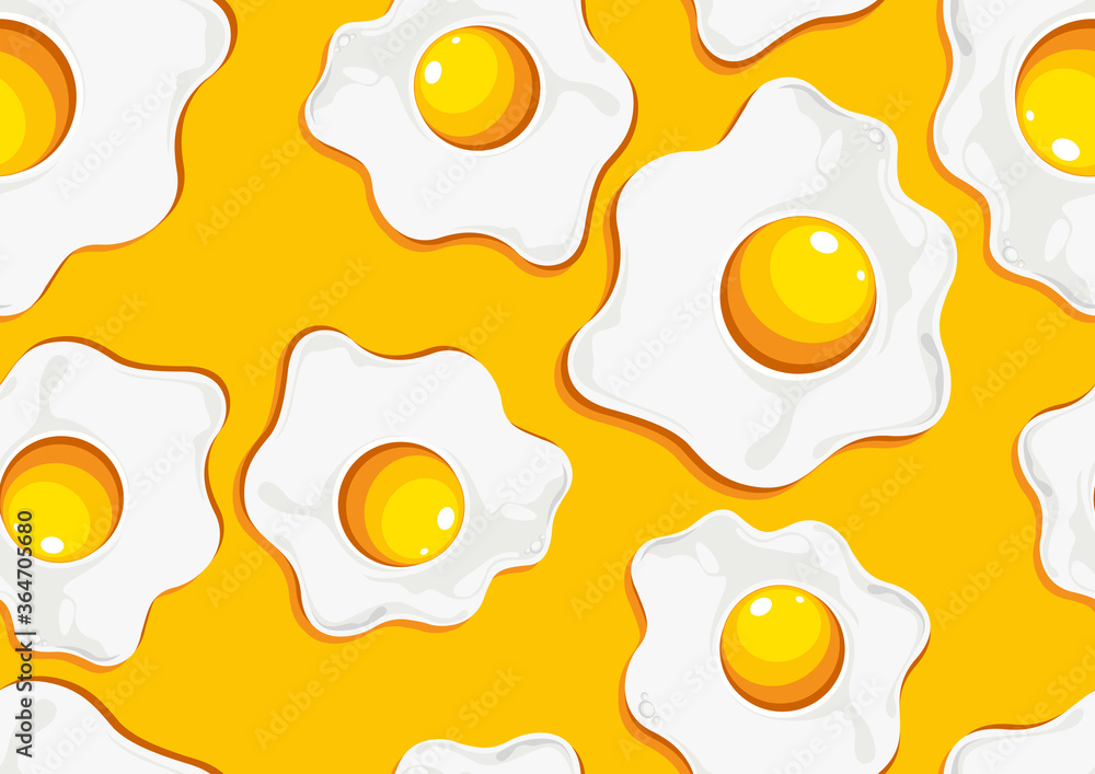 fried egg seamless pattern, Fresh color cartoon style painting. fried egg seamless pattern, Fresh color cartoon style painting.