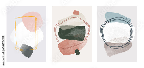 vector illustration hand drawn. Abstract design with doodles and various shapes. modern art isolated vector graphic. minimalistic geometric frames hand painted