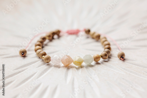 Morganite fazeted stone beads yoga spiritual bracelet
