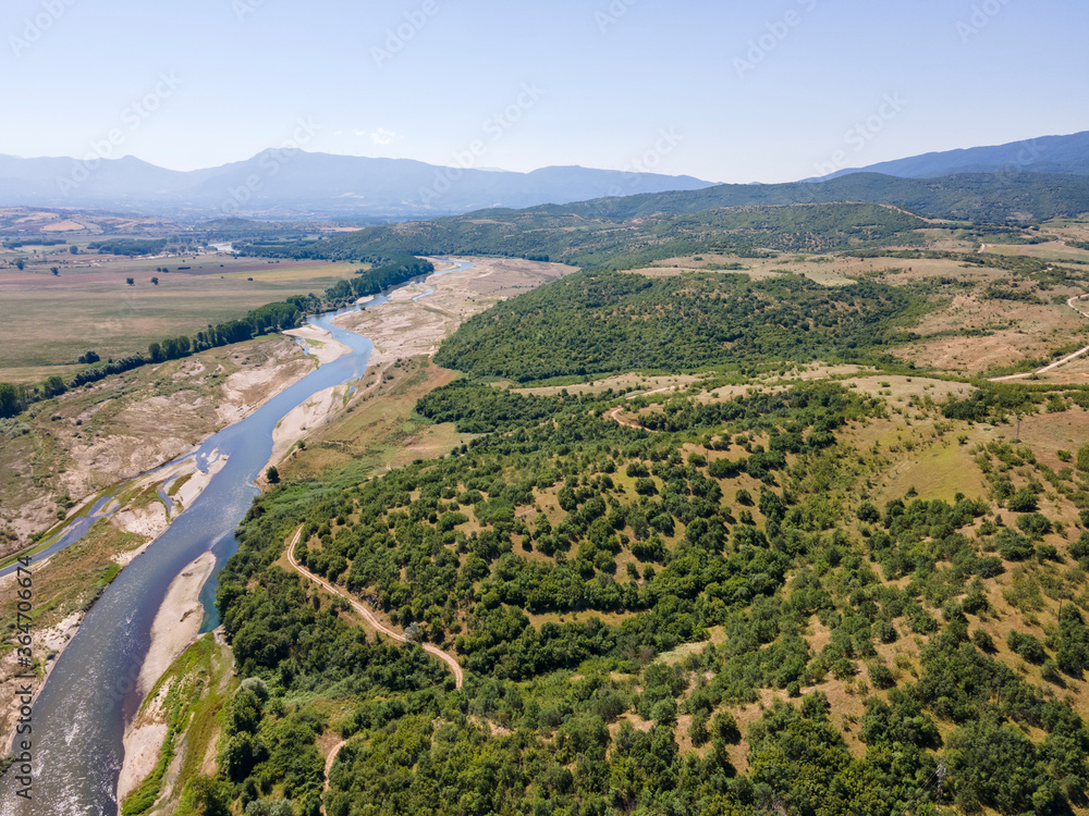 Aerial view of Struma river, Bulgaria