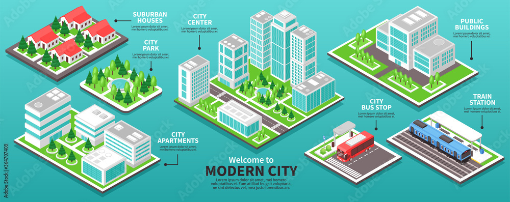 Isometric Modern City Infographics