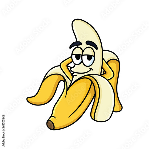 Banana cartoon is relaxing with a cool expression