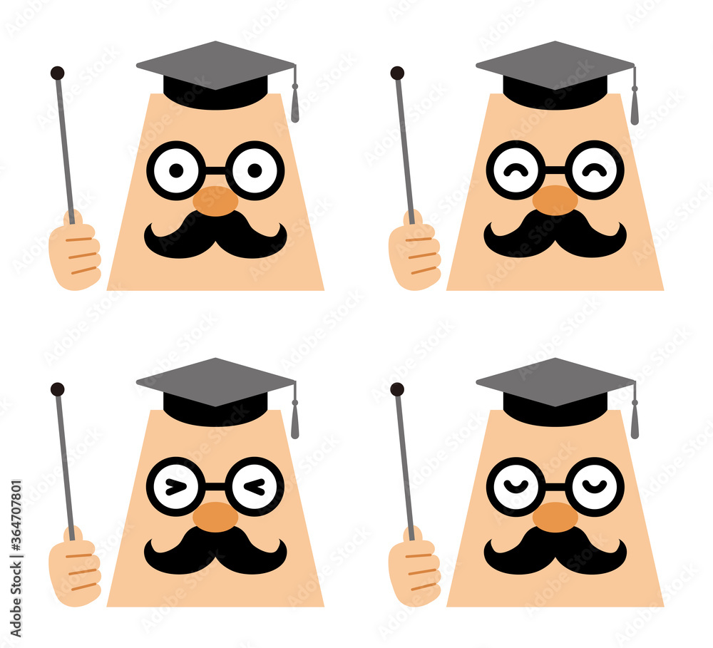 博士の漫画風イラスト 表情セット Stock Vector Adobe Stock