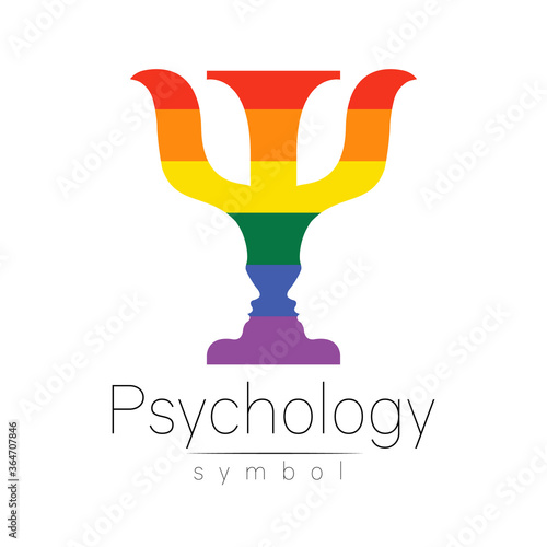 Fototapeta Naklejka Na Ścianę i Meble -  Vector psychology LGBTQA symbol. Pride flag background. Icon for gay, lesbian, bisexual, transsexual, queer and allies person. Can be use for sign activism or counseling. LGBT isolated on white.