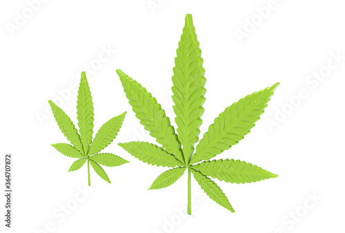 Cannabis Leaf Isolated on White Background. 3D Render