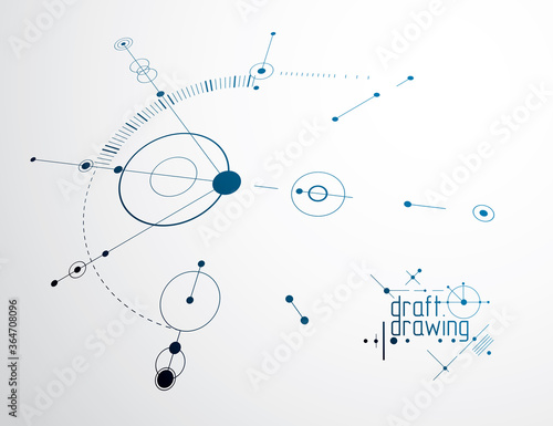 Vector industrial and engineering background, future technical plan. Abstract blueprint of mechanism, mechanical scheme.