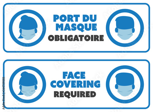 Face covering required sign symbols male and female