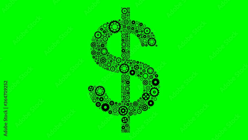 Animation of Dollar symbol made out of gears Animation of Dollar symbol made out of gears