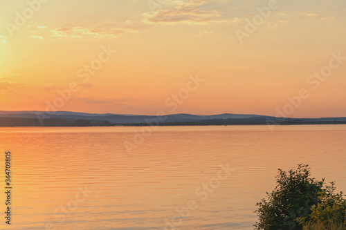 Golden sunset on a lake